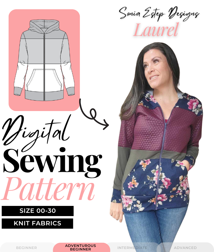 Laurel Zip-Up Hoodie Sewing Pattern | Sonia Estep Designs