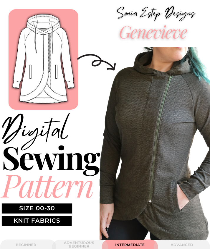 Zip Up Hooded Sweatshirt Sewing Pattern Genevieve – Sonia Estep