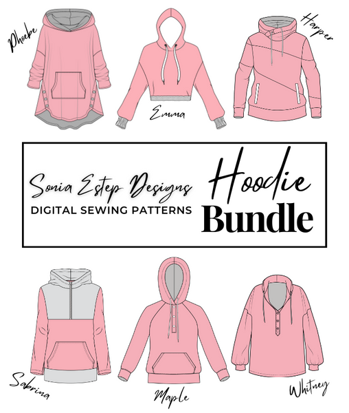 Hoodie Pattern Bundle #1: Phoebe, Emma, Harper, Sabrina, Maple, Whitney