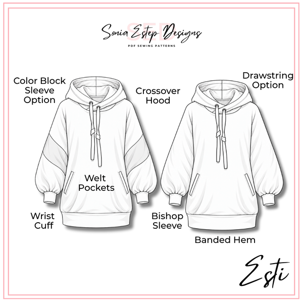 Esti Colorblocked Raglan Hoodie PDF Sewing Pattern