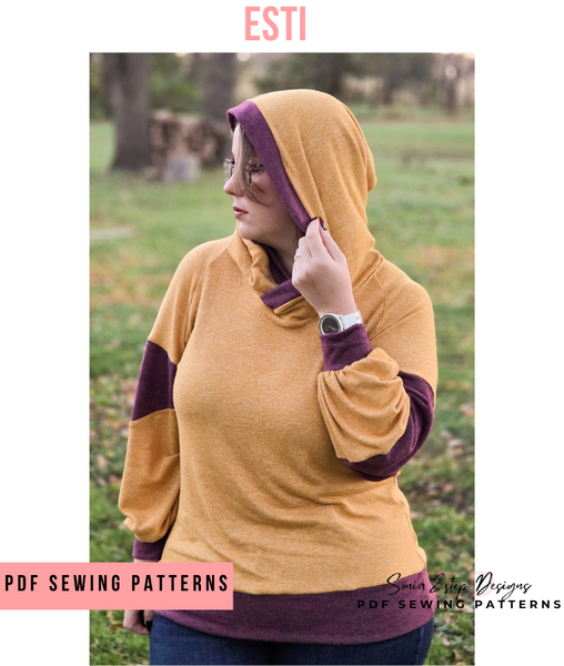 Esti Colorblocked Raglan Hoodie PDF Sewing Pattern