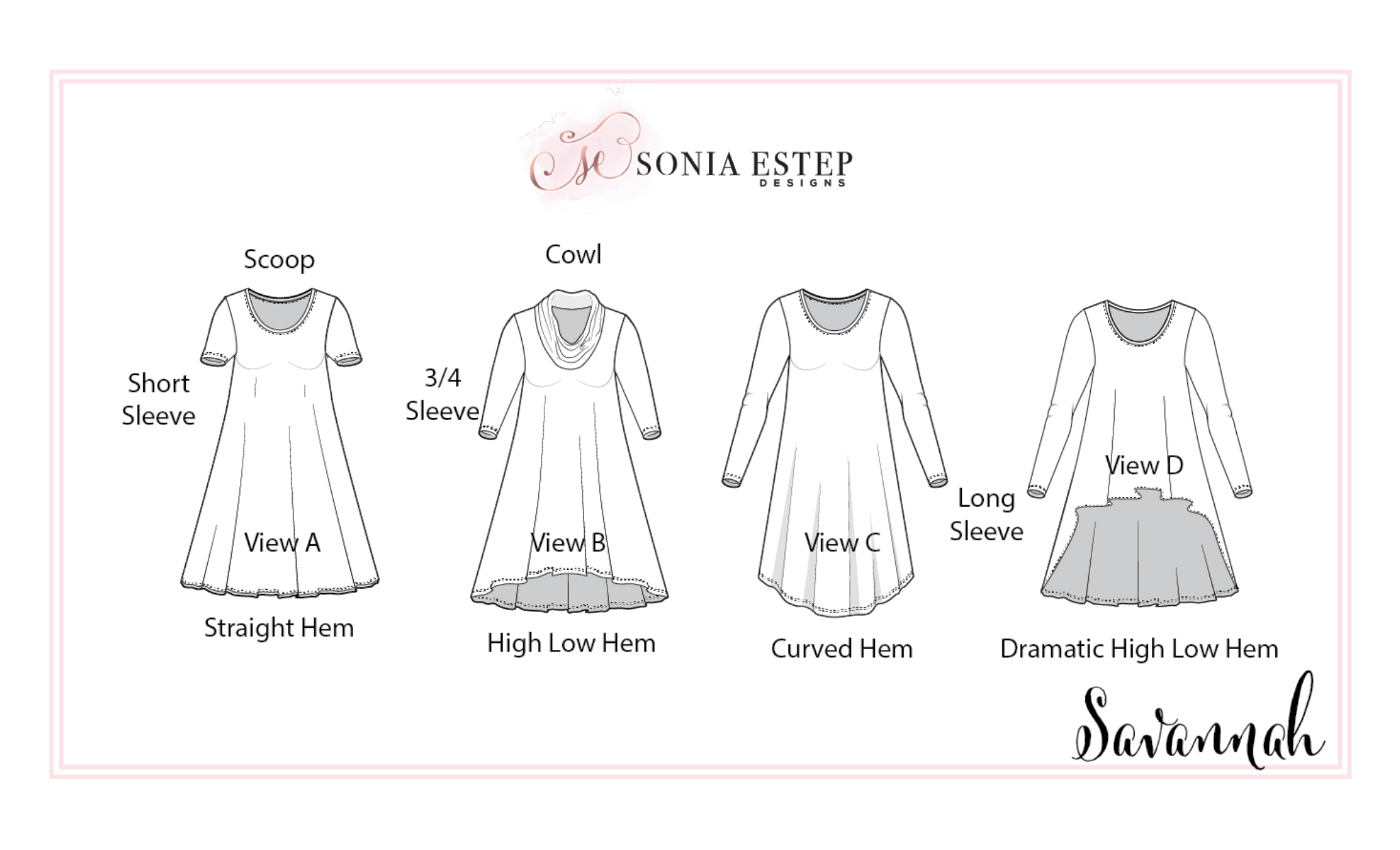Savannah Swing Dress Sewing Pattern | PDF Knit Dress
